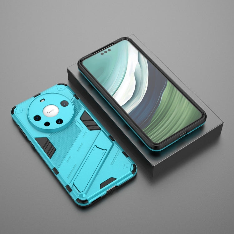 For Huawei Mate 60 Pro Punk Armor 2 in 1 PC + TPU Phone Case with Holder(Blue)