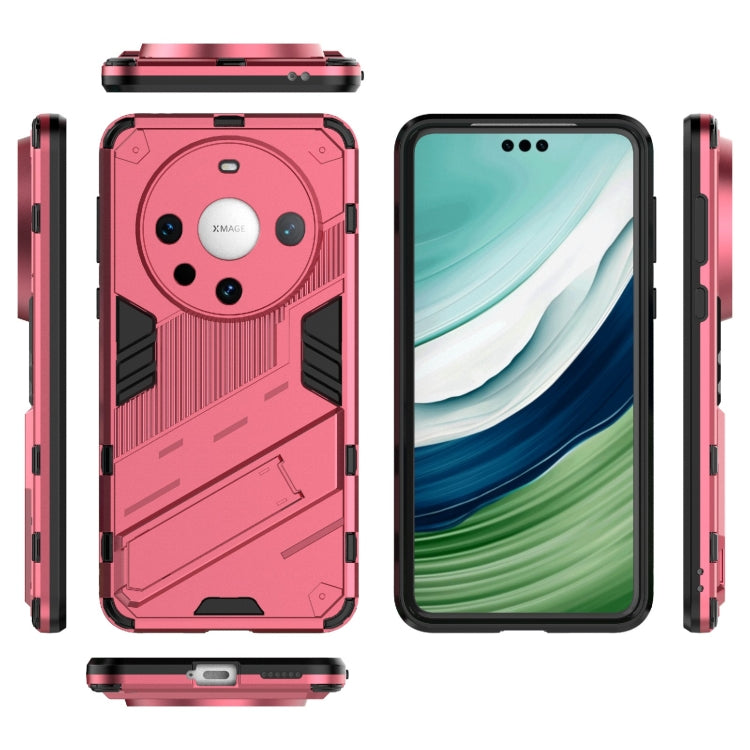 For Huawei Mate 60 Pro Punk Armor 2 in 1 PC + TPU Phone Case with Holder(Light Red)