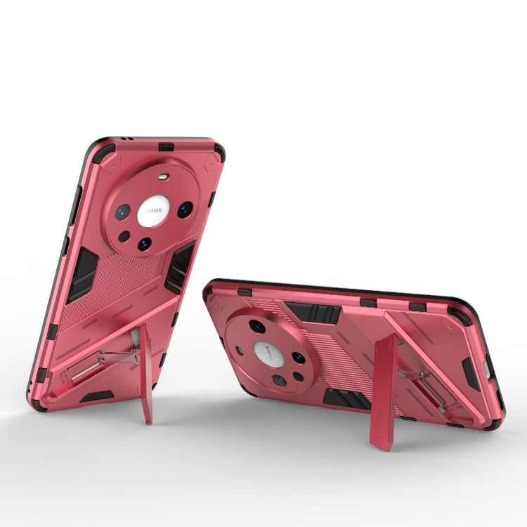 For Huawei Mate 60 Pro Punk Armor 2 in 1 PC + TPU Phone Case with Holder(Light Red)