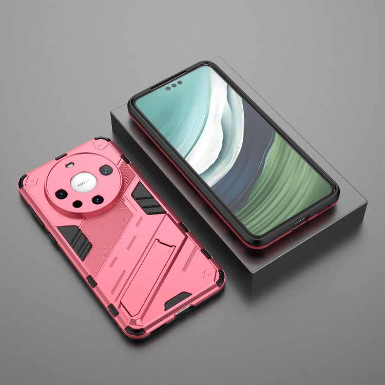 For Huawei Mate 60 Pro Punk Armor 2 in 1 PC + TPU Phone Case with Holder(Light Red)