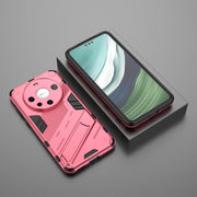 For Huawei Mate 60 Pro Punk Armor 2 in 1 PC + TPU Phone Case with Holder(Light Red)