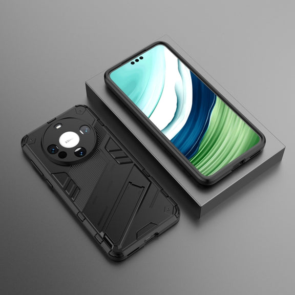 For Huawei Mate 60 Punk Armor 2 in 1 PC + TPU Phone Case with Holder(Black)