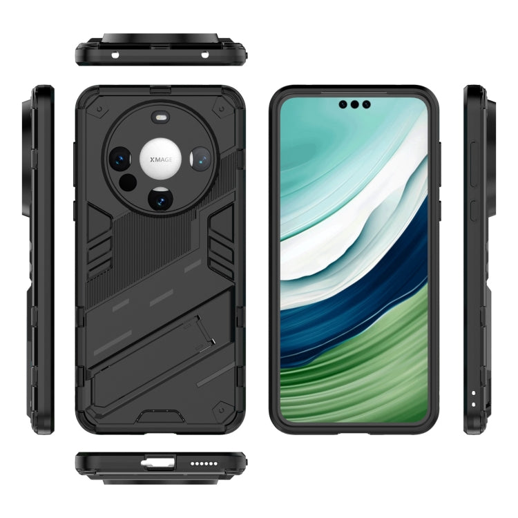 For Huawei Mate 60 Punk Armor 2 in 1 PC + TPU Phone Case with Holder(Black)