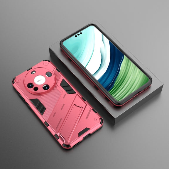 For Huawei Mate 60 Punk Armor 2 in 1 PC + TPU Phone Case with Holder(Light Red)