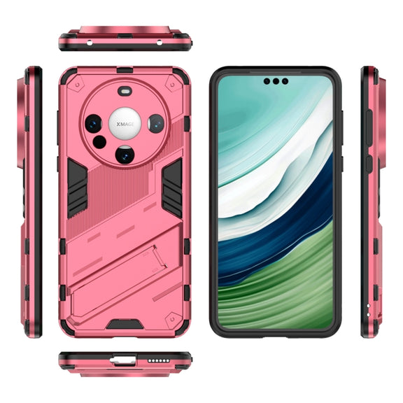 For Huawei Mate 60 Punk Armor 2 in 1 PC + TPU Phone Case with Holder(Light Red)