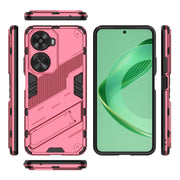 For Huawei nova 11 SE Punk Armor 2 in 1 PC + TPU Phone Case with Holder(Light Red)