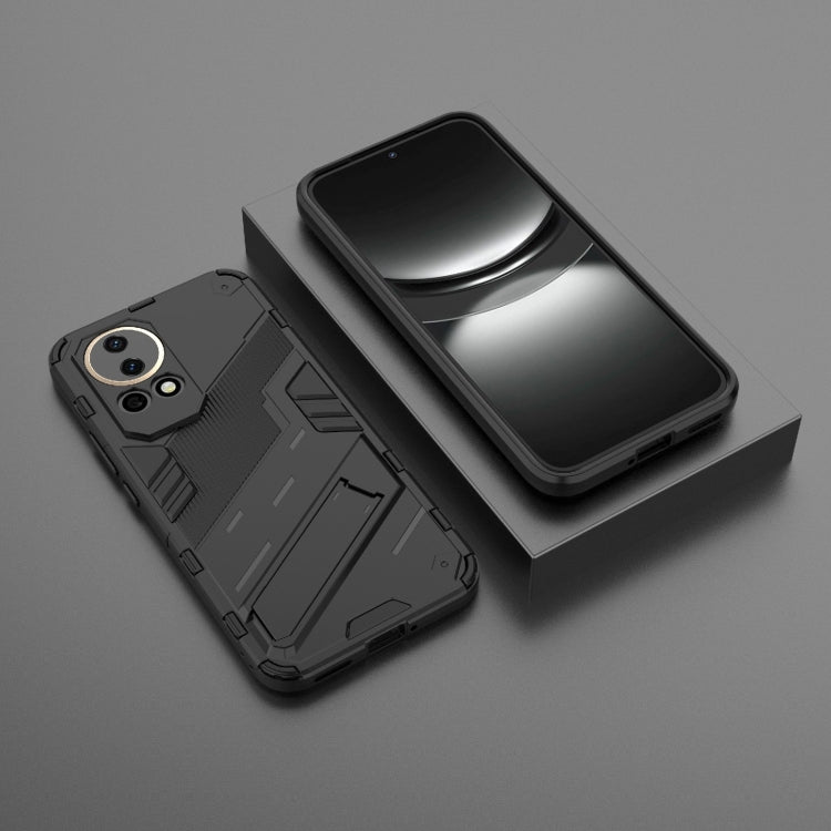 For Huawei nova 12 5G Punk Armor 2 in 1 PC + TPU Phone Case with Holder(Black)