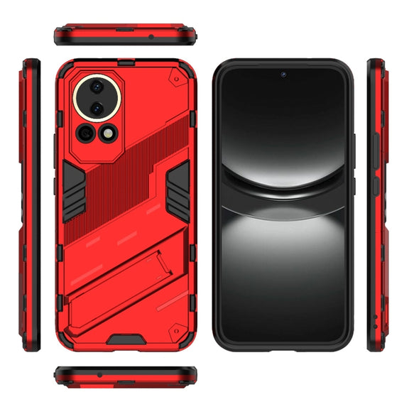 For Huawei nova 12 5G Punk Armor 2 in 1 PC + TPU Phone Case with Holder(Red)