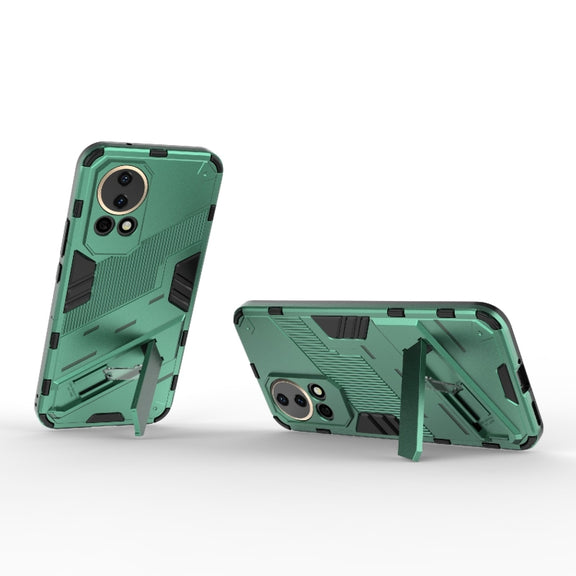 For Huawei nova 12 5G Punk Armor 2 in 1 PC + TPU Phone Case with Holder(Green)