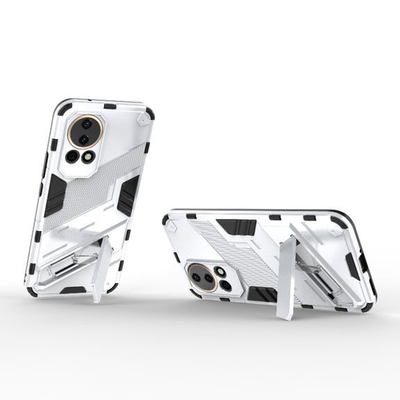 For Huawei nova 12 5G Punk Armor 2 in 1 PC + TPU Phone Case with Holder(White)