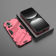 For Huawei nova 12 5G Punk Armor 2 in 1 PC + TPU Phone Case with Holder(Light Red)