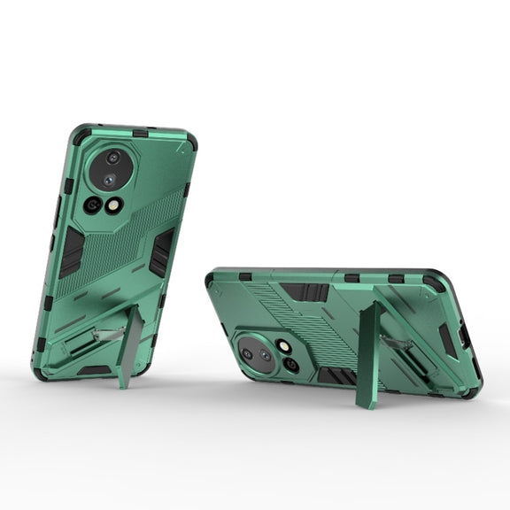 For Huawei nova 12 Pro Punk Armor 2 in 1 PC + TPU Phone Case with Holder(Green)