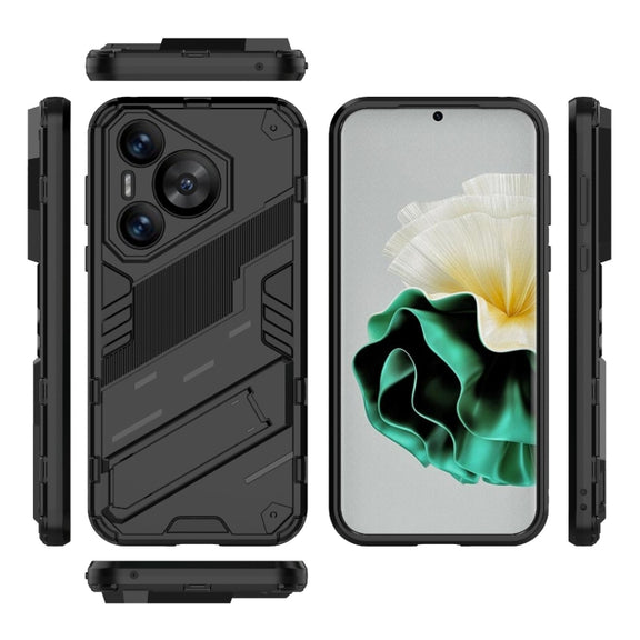 For Huawei Pura 70 Punk Armor 2 in 1 PC + TPU Phone Case with Holder(Black)
