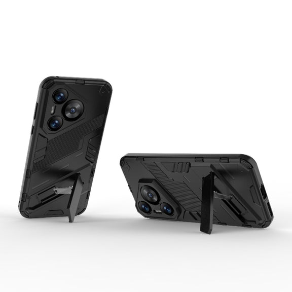 For Huawei Pura 70 Punk Armor 2 in 1 PC + TPU Phone Case with Holder(Black)