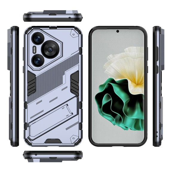 For Huawei Pura 70 Punk Armor 2 in 1 PC + TPU Phone Case with Holder(Grey)