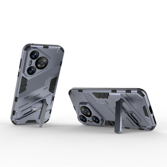 For Huawei Pura 70 Punk Armor 2 in 1 PC + TPU Phone Case with Holder(Grey)
