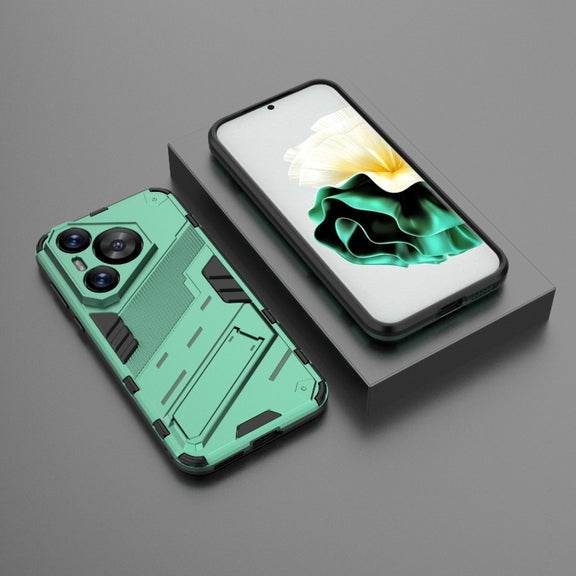 For Huawei Pura 70 Punk Armor 2 in 1 PC + TPU Phone Case with Holder(Green)