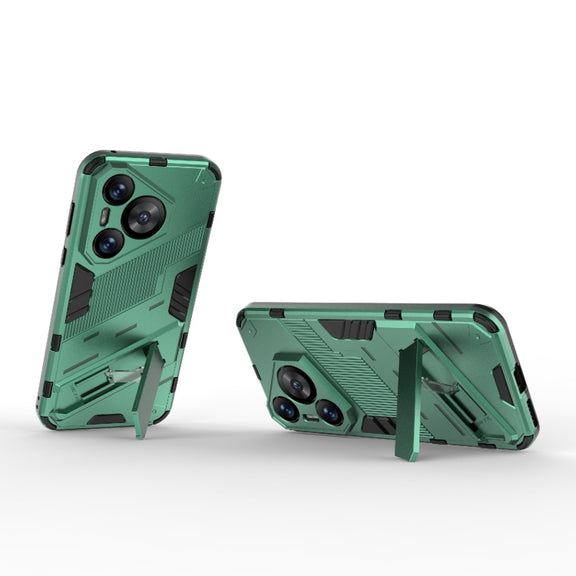 For Huawei Pura 70 Punk Armor 2 in 1 PC + TPU Phone Case with Holder(Green)