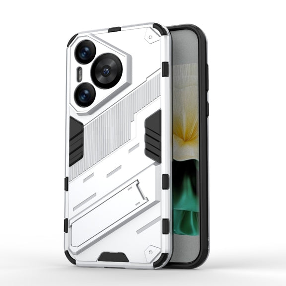 For Huawei Pura 70 Punk Armor 2 in 1 PC + TPU Phone Case with Holder(White)