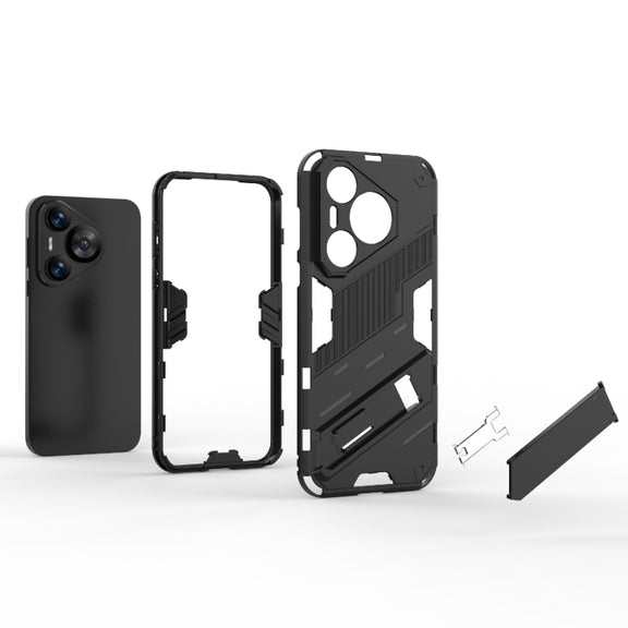 For Huawei Pura 70 Punk Armor 2 in 1 PC + TPU Phone Case with Holder(White)