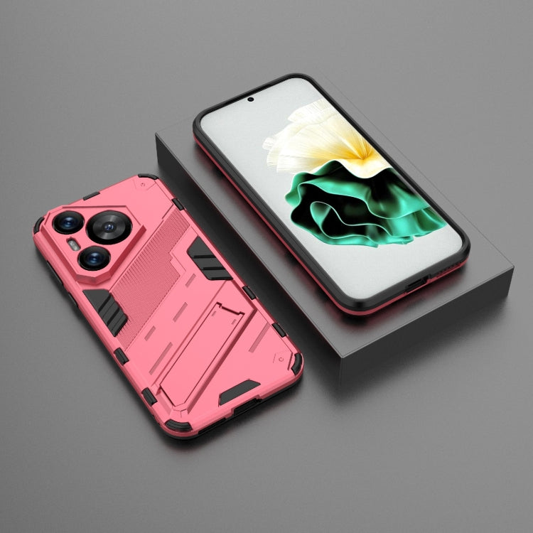 For Huawei Pura 70 Punk Armor 2 in 1 PC + TPU Phone Case with Holder(Light Red)