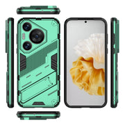 For Huawei Pura 70 Pro / 70 Pro+ Punk Armor 2 in 1 PC + TPU Phone Case with Holder(Green)