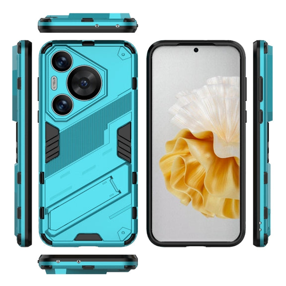 For Huawei Pura 70 Pro / 70 Pro+ Punk Armor 2 in 1 PC + TPU Phone Case with Holder(Blue)