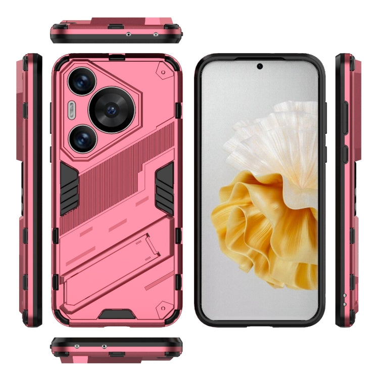 For Huawei Pura 70 Pro / 70 Pro+ Punk Armor 2 in 1 PC + TPU Phone Case with Holder(Light Red)