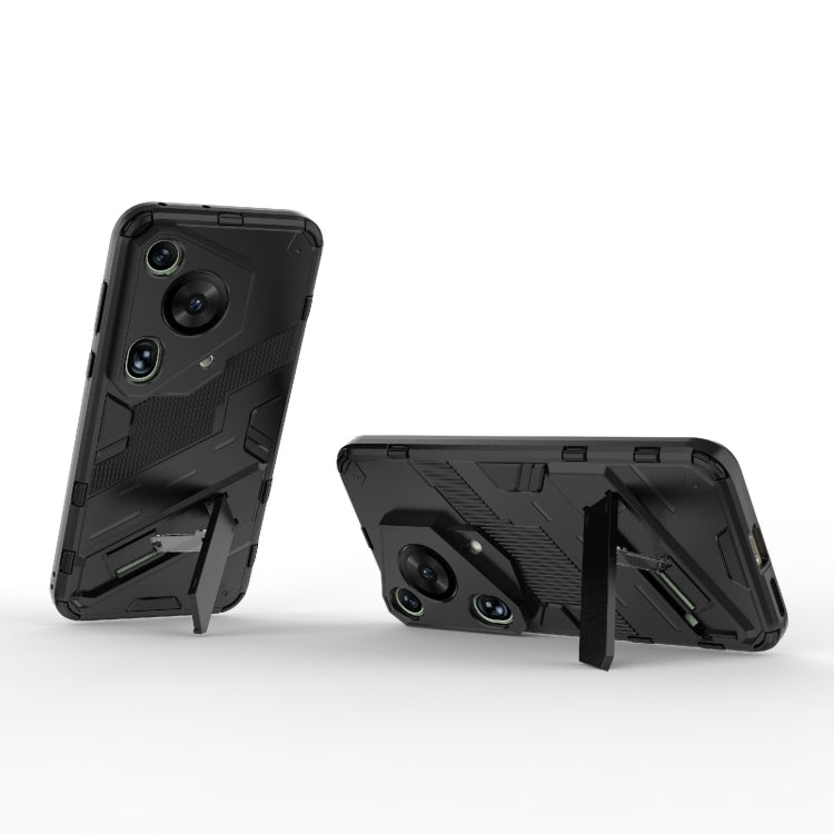 For Huawei Pura 70 Ultra Punk Armor 2 in 1 PC + TPU Phone Case with Holder(Black)