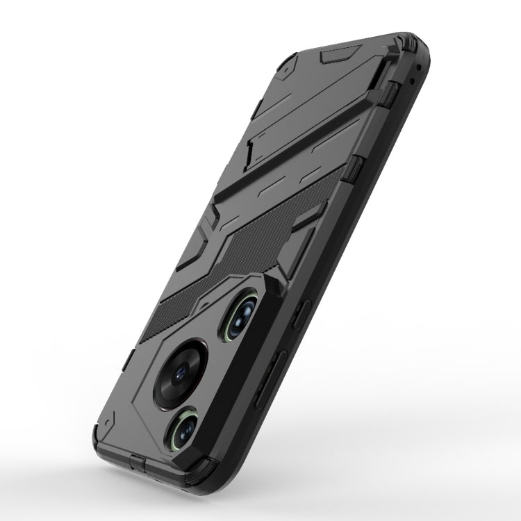 For Huawei Pura 70 Ultra Punk Armor 2 in 1 PC + TPU Phone Case with Holder(Black)