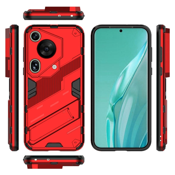 For Huawei Pura 70 Ultra Punk Armor 2 in 1 PC + TPU Phone Case with Holder(Red)