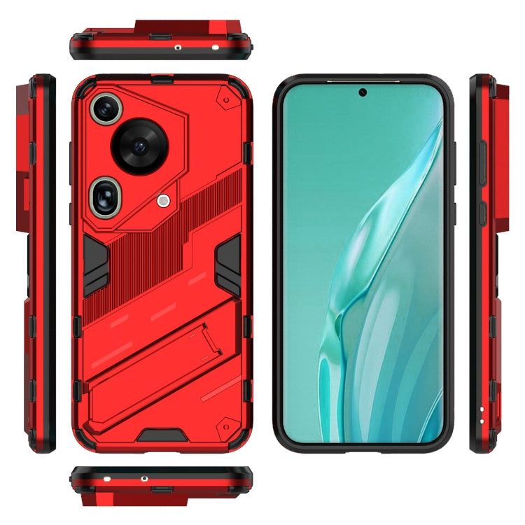 For Huawei Pura 70 Ultra Punk Armor 2 in 1 PC + TPU Phone Case with Holder(Red)