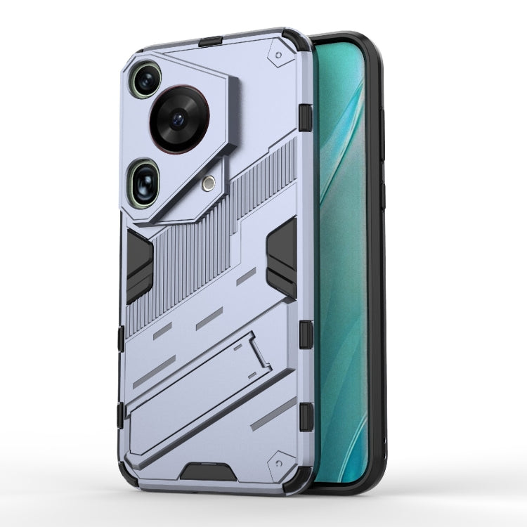 For Huawei Pura 70 Ultra Punk Armor 2 in 1 PC + TPU Phone Case with Holder(Grey)