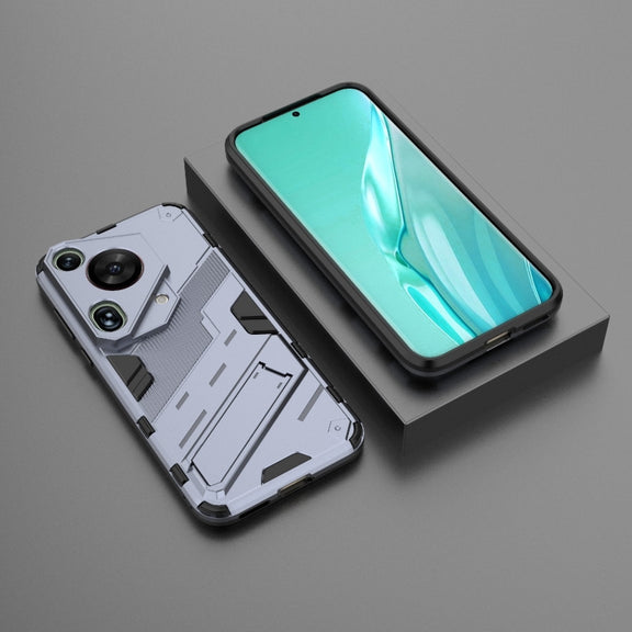 For Huawei Pura 70 Ultra Punk Armor 2 in 1 PC + TPU Phone Case with Holder(Grey)