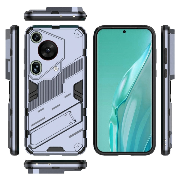 For Huawei Pura 70 Ultra Punk Armor 2 in 1 PC + TPU Phone Case with Holder(Grey)