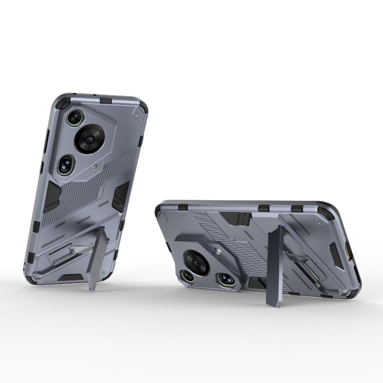 For Huawei Pura 70 Ultra Punk Armor 2 in 1 PC + TPU Phone Case with Holder(Grey)