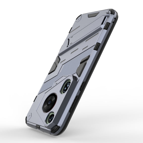 For Huawei Pura 70 Ultra Punk Armor 2 in 1 PC + TPU Phone Case with Holder(Grey)