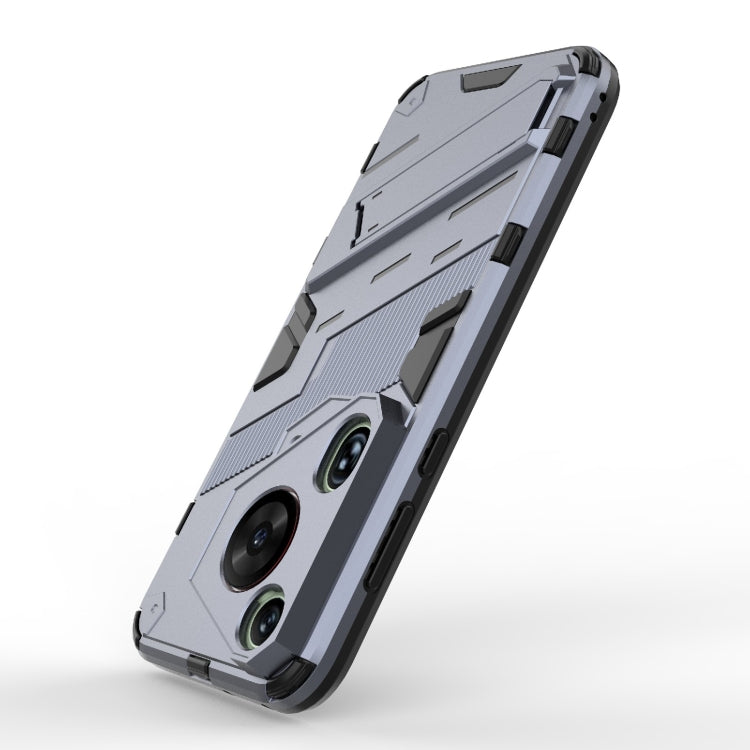 For Huawei Pura 70 Ultra Punk Armor 2 in 1 PC + TPU Phone Case with Holder(Grey)