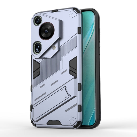 For Huawei Pura 70 Ultra Punk Armor 2 in 1 PC + TPU Phone Case with Holder(Grey)