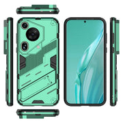 For Huawei Pura 70 Ultra Punk Armor 2 in 1 PC + TPU Phone Case with Holder(Green)