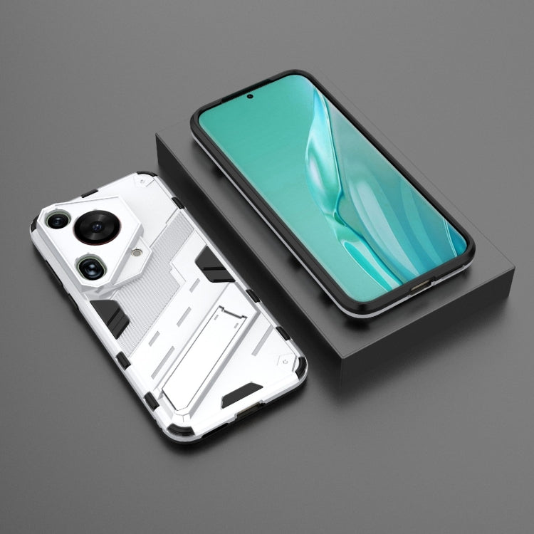 For Huawei Pura 70 Ultra Punk Armor 2 in 1 PC + TPU Phone Case with Holder(White)