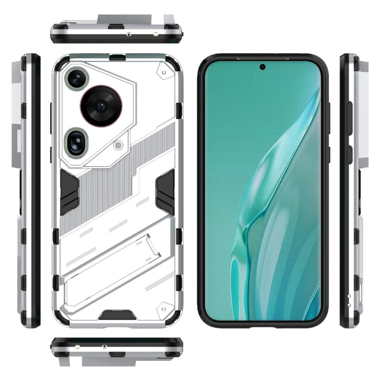 For Huawei Pura 70 Ultra Punk Armor 2 in 1 PC + TPU Phone Case with Holder(White)