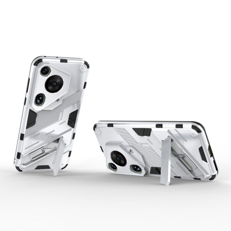 For Huawei Pura 70 Ultra Punk Armor 2 in 1 PC + TPU Phone Case with Holder(White)