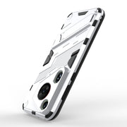 For Huawei Pura 70 Ultra Punk Armor 2 in 1 PC + TPU Phone Case with Holder(White)