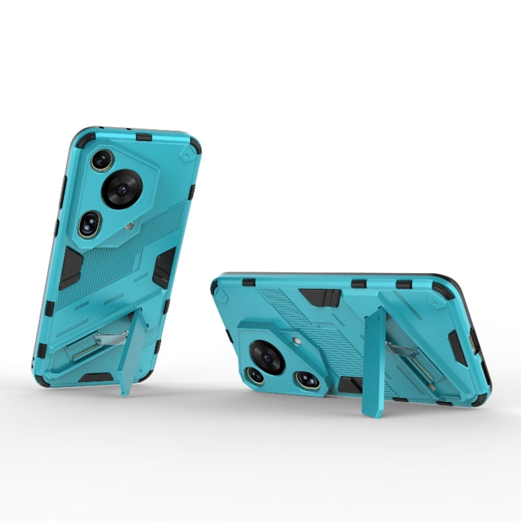 For Huawei Pura 70 Ultra Punk Armor 2 in 1 PC + TPU Phone Case with Holder(Blue)