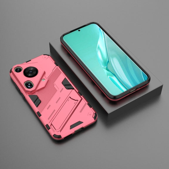 For Huawei Pura 70 Ultra Punk Armor 2 in 1 PC + TPU Phone Case with Holder(Light Red)
