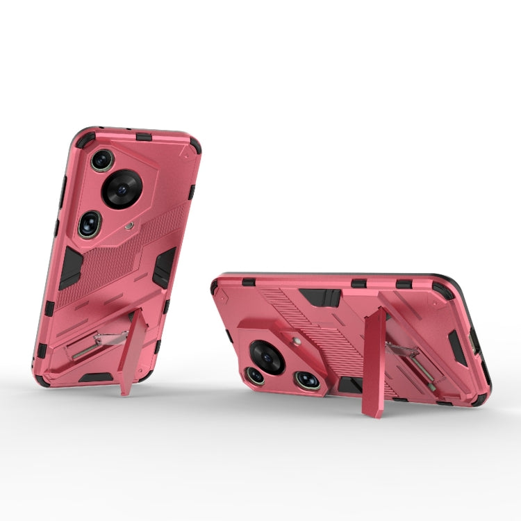 For Huawei Pura 70 Ultra Punk Armor 2 in 1 PC + TPU Phone Case with Holder(Light Red)