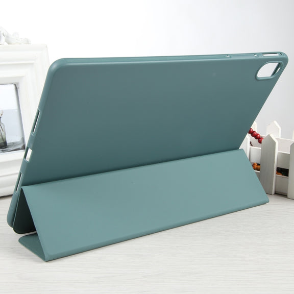 For Huawei MatePad Air 11.5 GEBEI 3-folding Holder Shockproof Flip Leather Tablet Case(Dark Green)