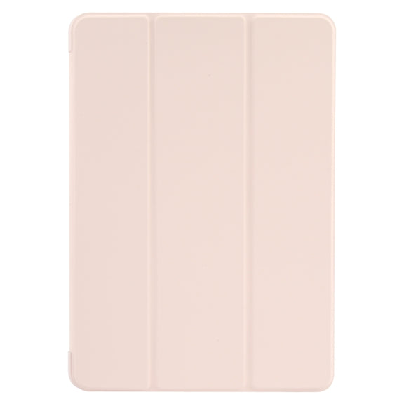 For Huawei MatePad SE 11 GEBEI 3-folding Holder Shockproof Flip Leather Tablet Case(Pink)