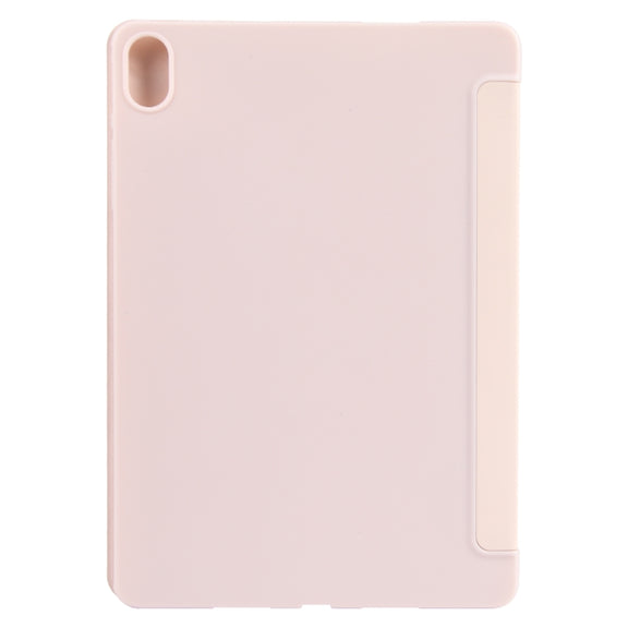 For Huawei MatePad SE 11 GEBEI 3-folding Holder Shockproof Flip Leather Tablet Case(Pink)